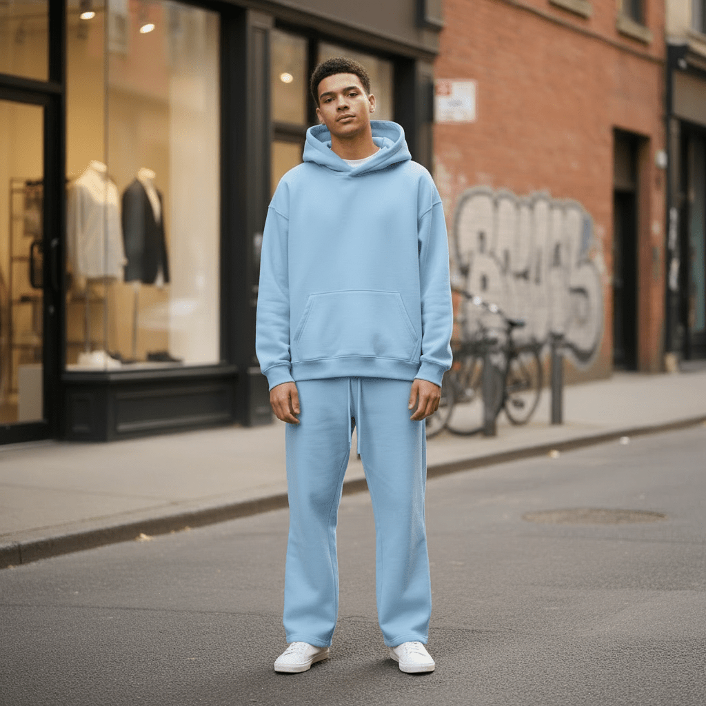 Oversized Hoodie & Jogger Set – Babyblau - Elevé