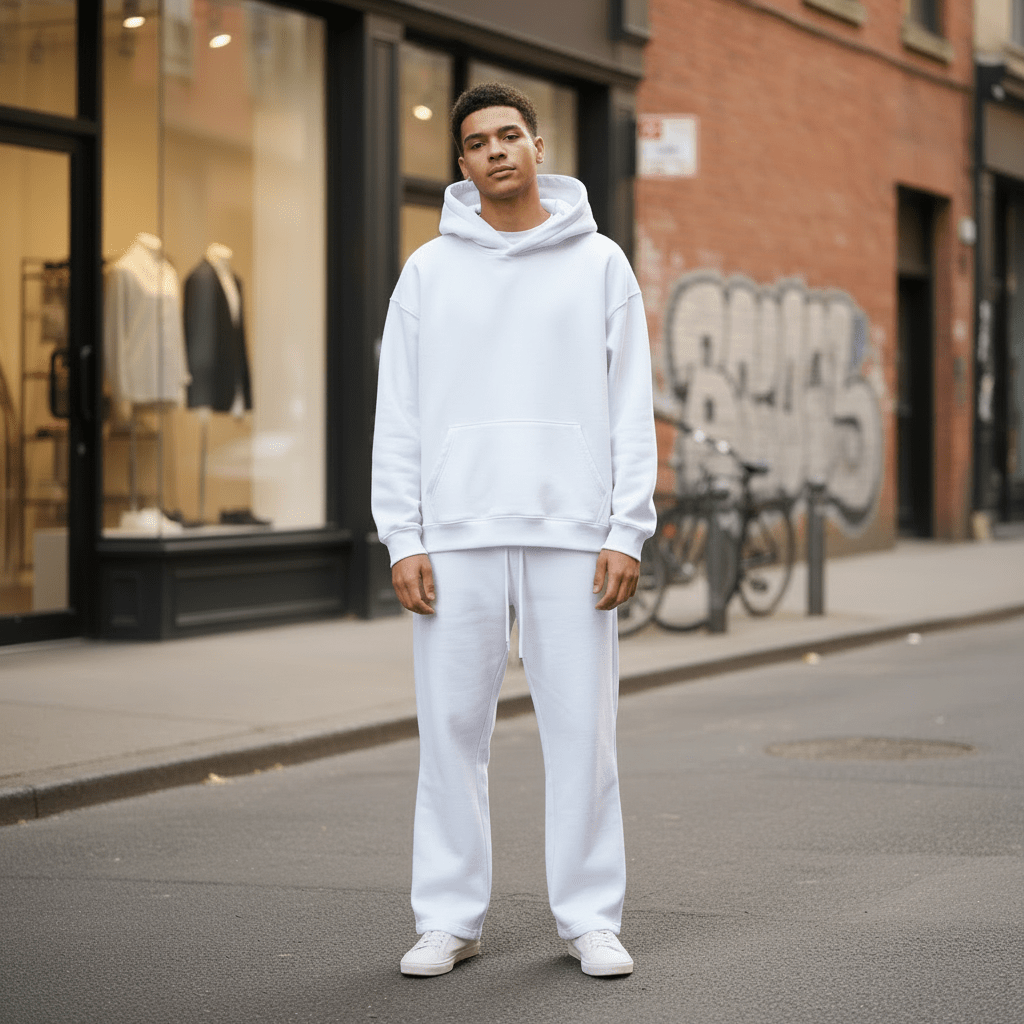 Oversized Hoodie & Jogger Set – Weiß - Elevé