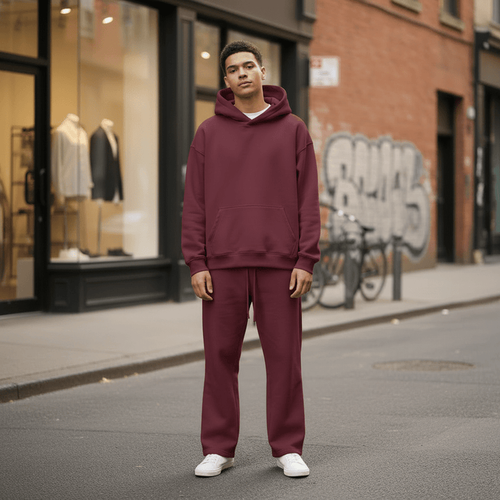 Oversized Hoodie & Jogger Set – Bordeaux - Elevé