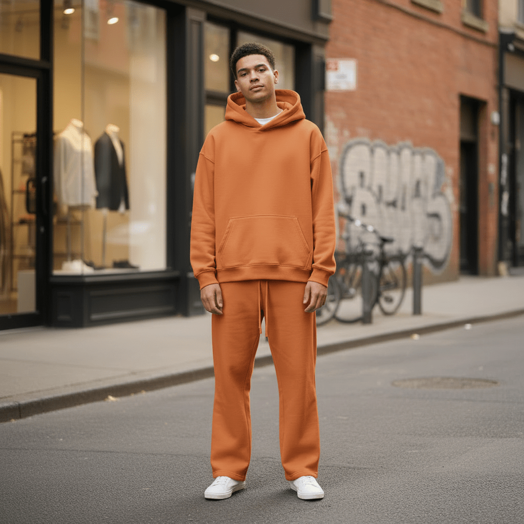 Oversized Hoodie & Jogger Set – Orange - Elevé
