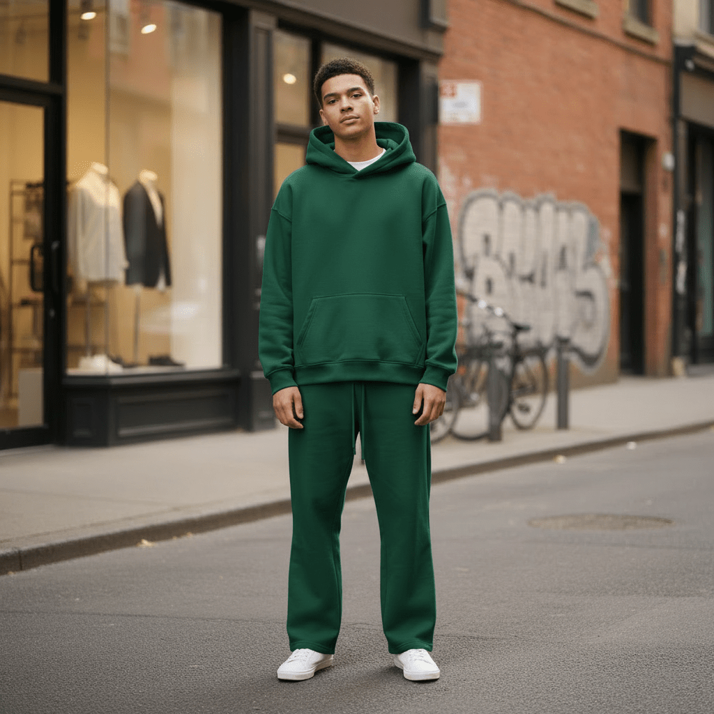 Oversized Hoodie & Jogger Set – Grün - Elevé