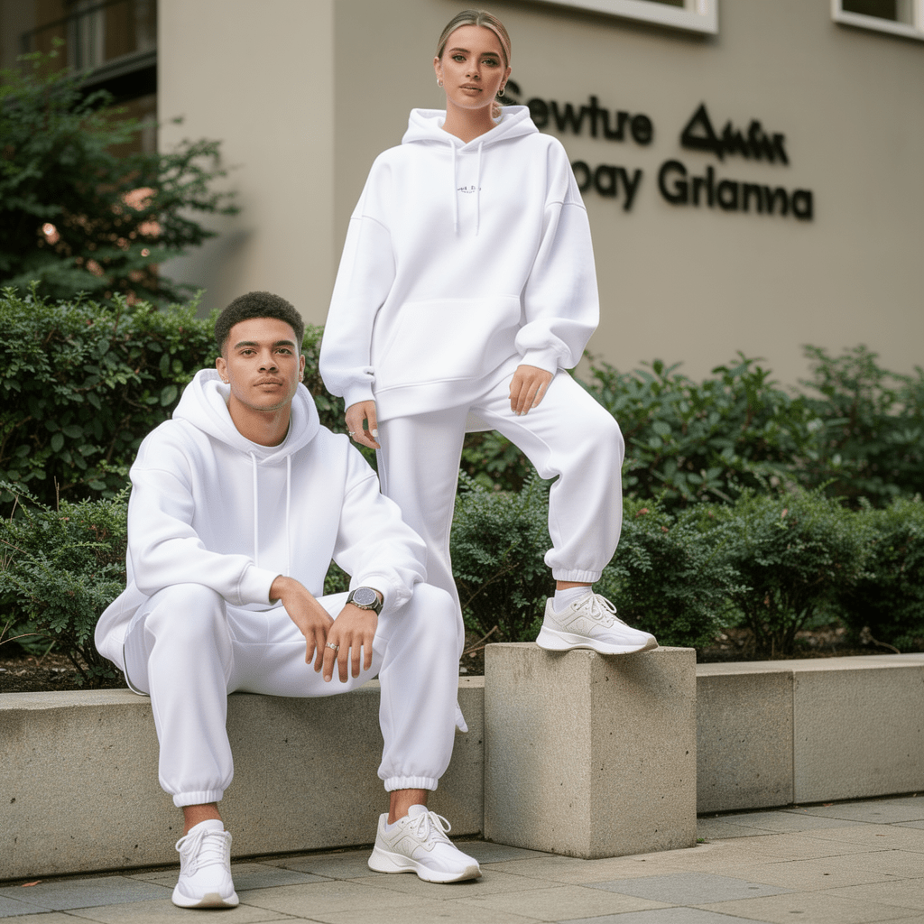 Oversized Hoodie & Jogger Set – Weiß - ELEVYN