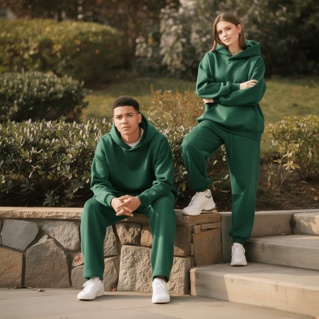 Oversized Hoodie & Jogger Set – Grün - ELEVYN
