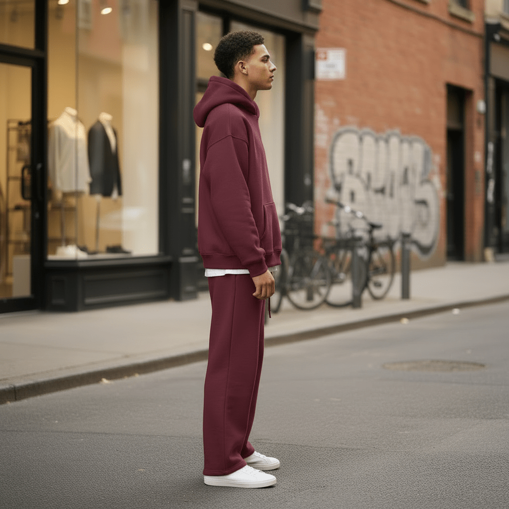 Oversized Hoodie & Jogger Set – Bordeaux - Elevé