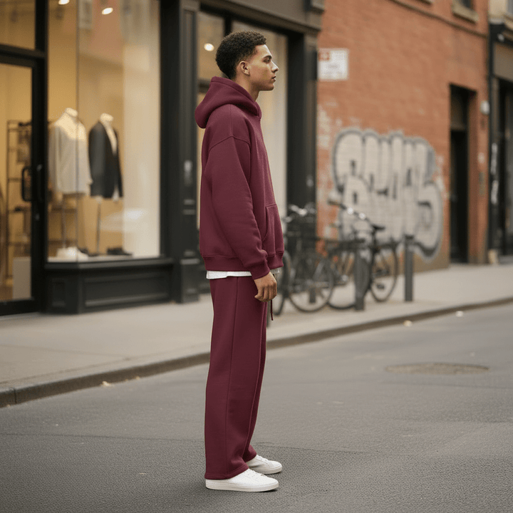 Oversized Hoodie & Jogger Set – Bordeaux - Elevé