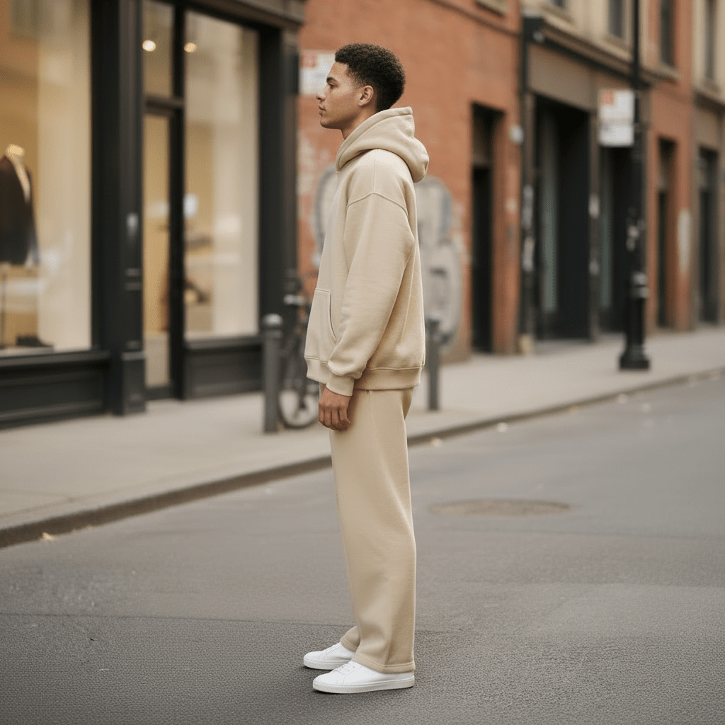 Oversized Hoodie & Jogger Set – Cremebeige - Elevé