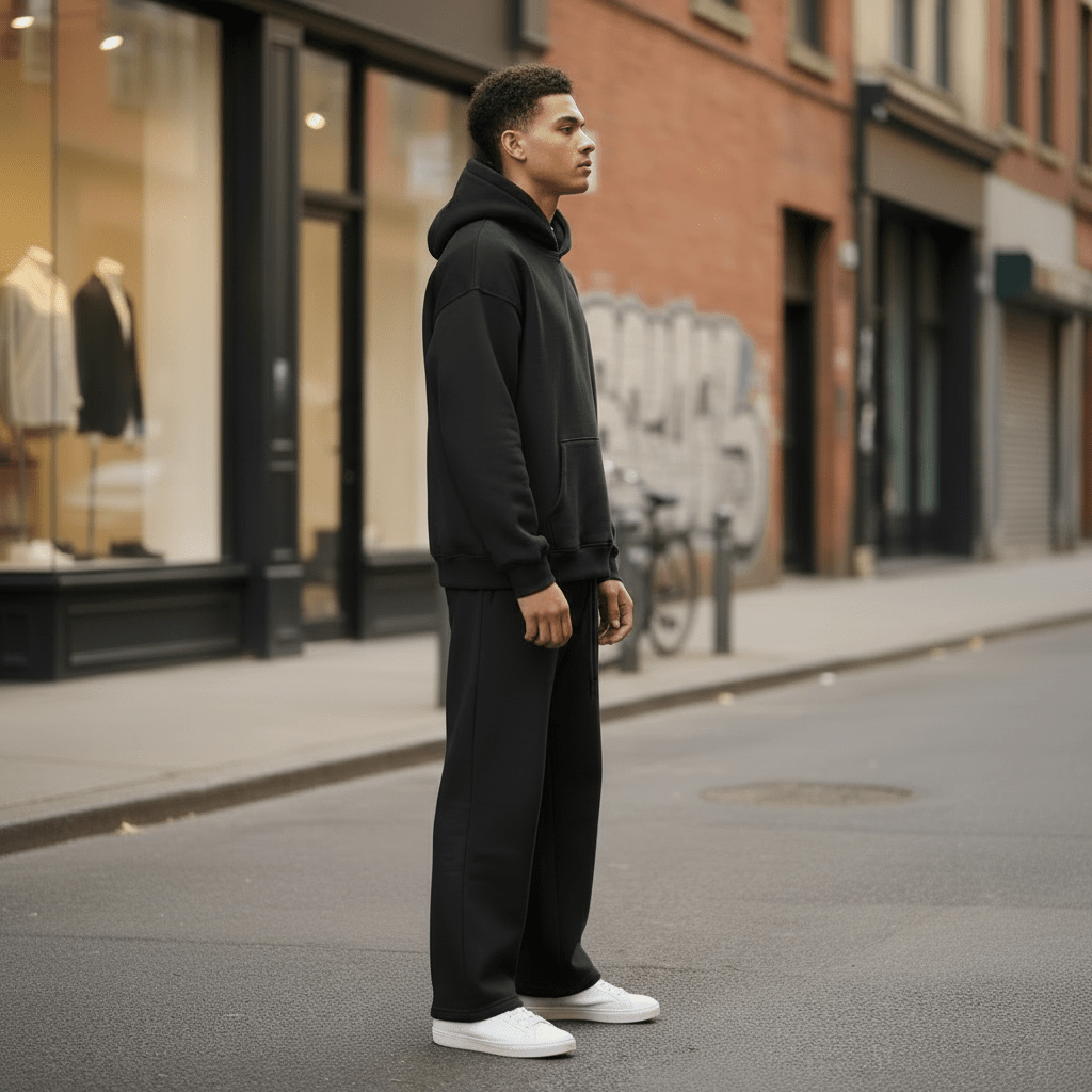 Oversized Hoodie & Jogger Set – Schwarz - Elevé