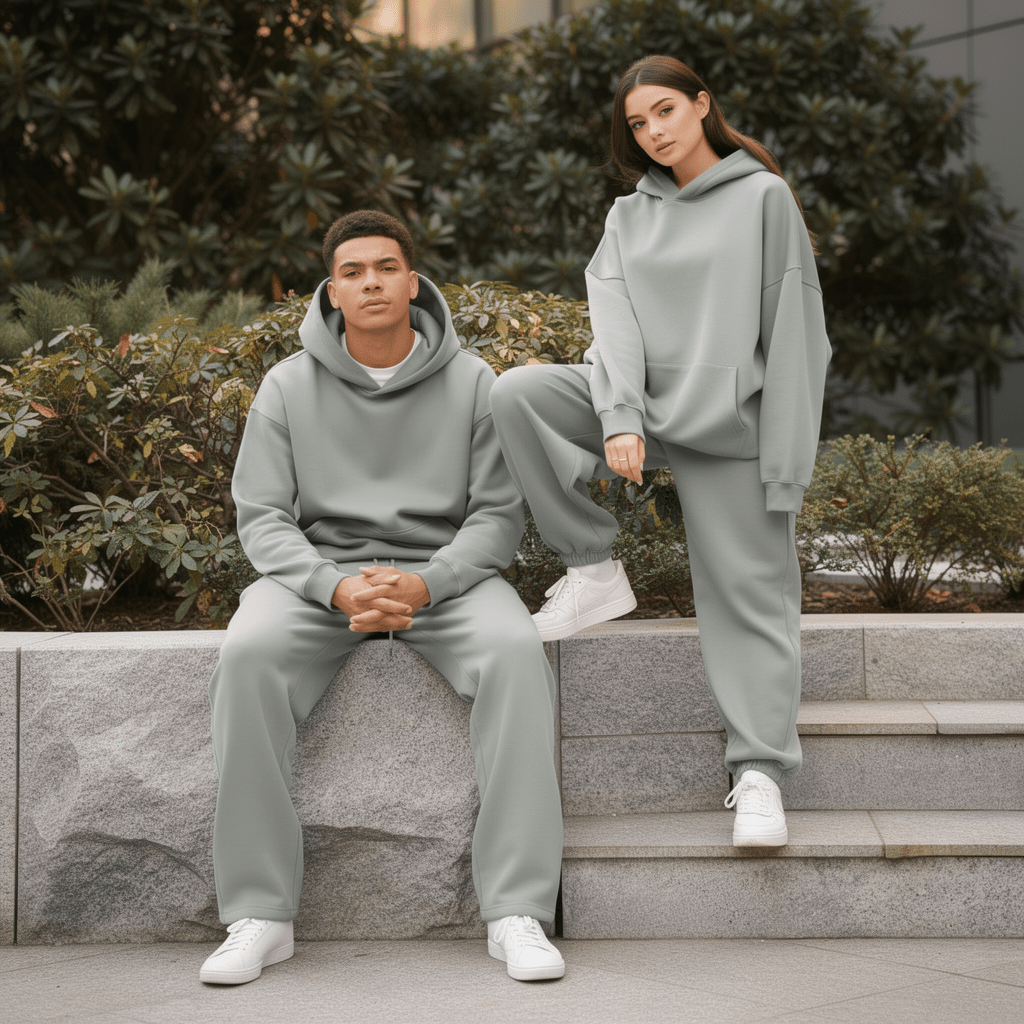 Oversized Hoodie & Jogger Set – Salbeigrau - ELEVYN