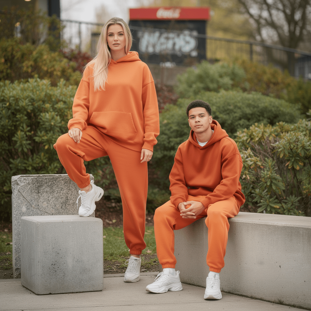 Oversized Hoodie & Jogger Set – Orange - ELEVYN