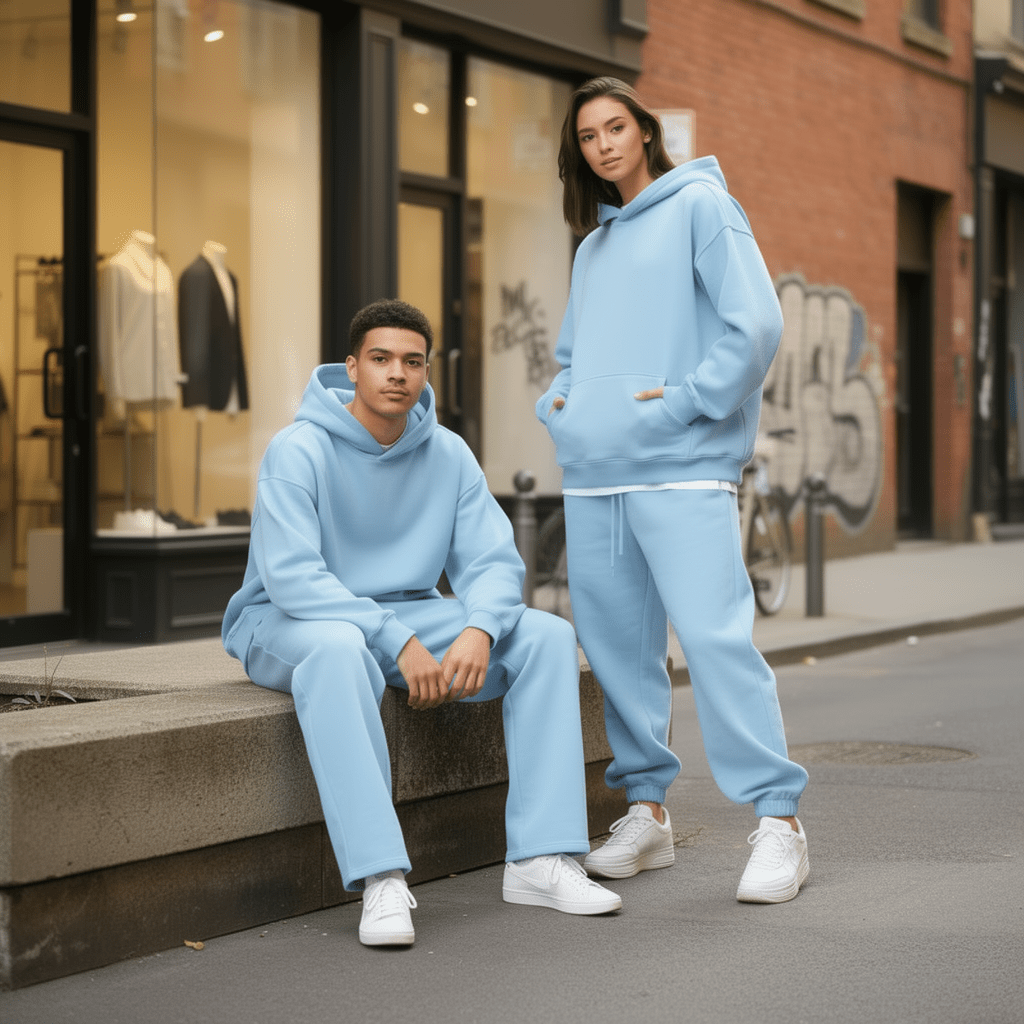 Oversized Hoodie & Jogger Set – Babyblau - ELEVYN